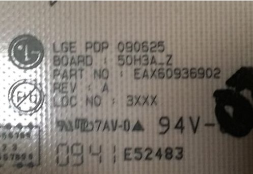 Lg Plasma-Fernsehgerät EAX60936902 50PS3000 Rev .: A EBR58838402 Zsus